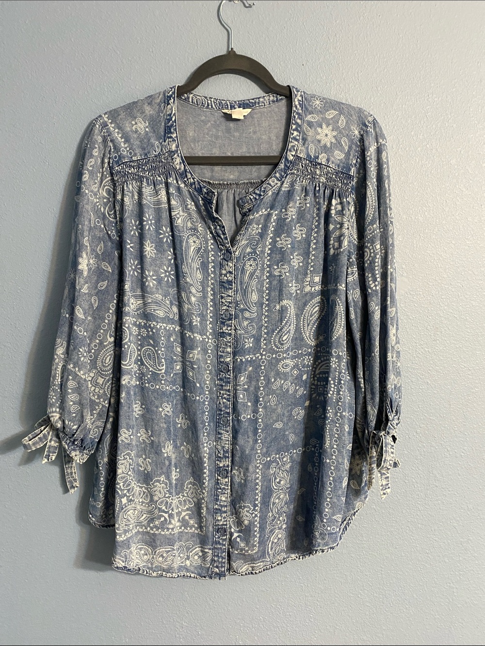 Cato Blue Bandana Print Button-Front Tunic